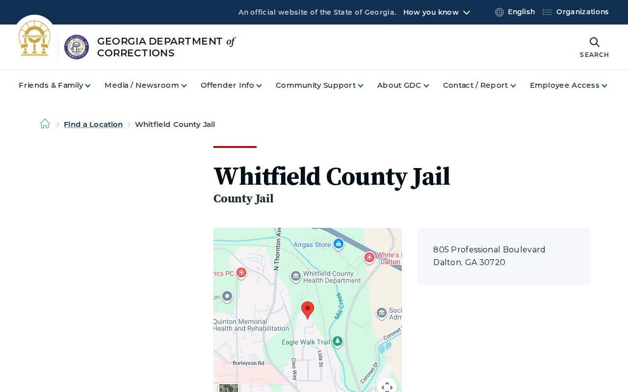 Georgia Department of Corrections directory entry for Whitfield County Jail