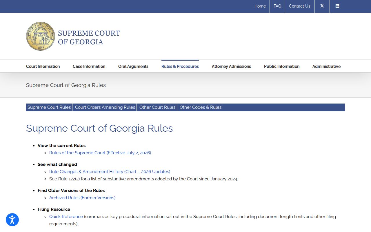 Georgia court rules page including Uniform Superior Court Rule 21