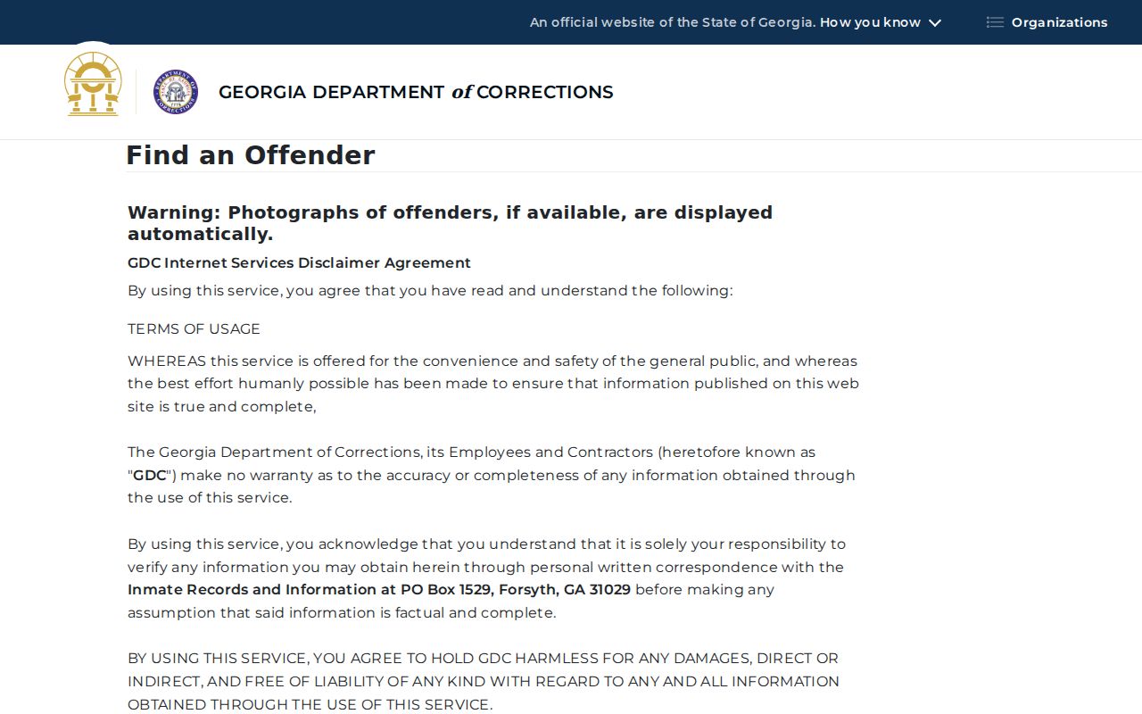 Whitfield County criminal history GDC offender search