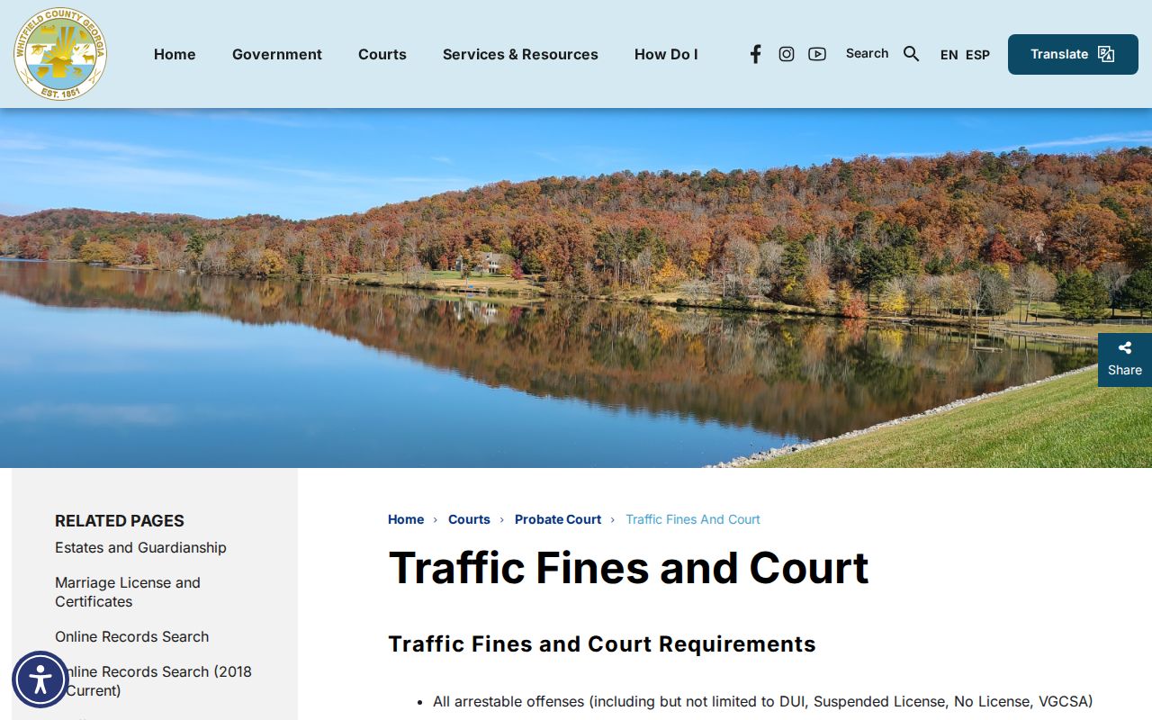 Whitfield County criminal and traffic court records